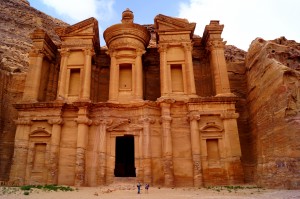 The monastery at Petra, in Jordan. There are horses, camels, mules, donkeys and horse carriages at Petra. You don't need to have a heart attack. (photo by Kirsten Koza)