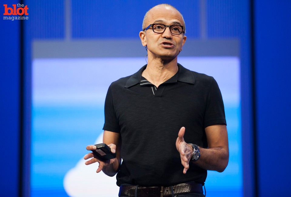 Microsoft CEO Satya Nadella speaking at a conference last year. (© Kim Kulish/Kim Kulish/Corbis)