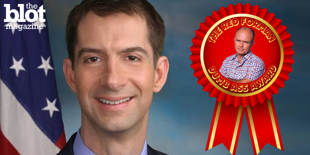 Sen. Tom Cotton (R-Ark.) is our latest Red Forman Dumbass Award winner for the snafu over the nuke letter he and 46 other senators sent to Iran's leaders. (Photo from Sen. Tom Cotton Facebook page)