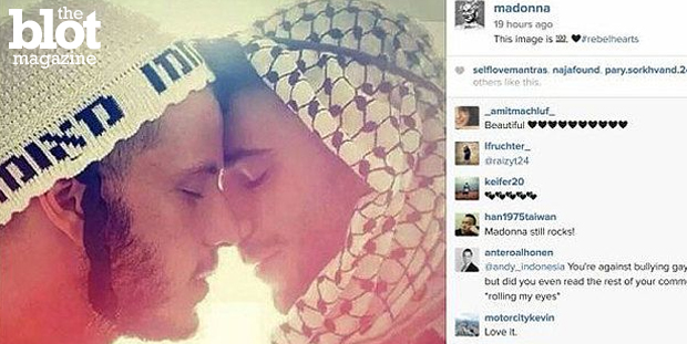 Marketing maven Madonna posted a photo of what looked like a Jewish man kissing a Muslim man on Instagram, and the Internet — and Israel — went nuts. 
