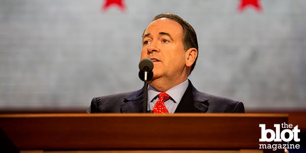 With the Supreme Court's ruling Friday, same-sex marriage is the law of the land — and it's a law that some Republicans like Mike Huckabee, above, are hoping citizens will ignore. (Mallory Benedict / PBS NewsHour / Flickr Creative Commons photo)