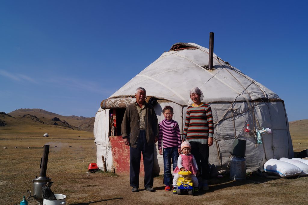Jennifer Aniston can you imagine  how excessively huge your 20 million dollar home would seem to this family in Kyrgyzstan? (Photo by Kirsten Koza)