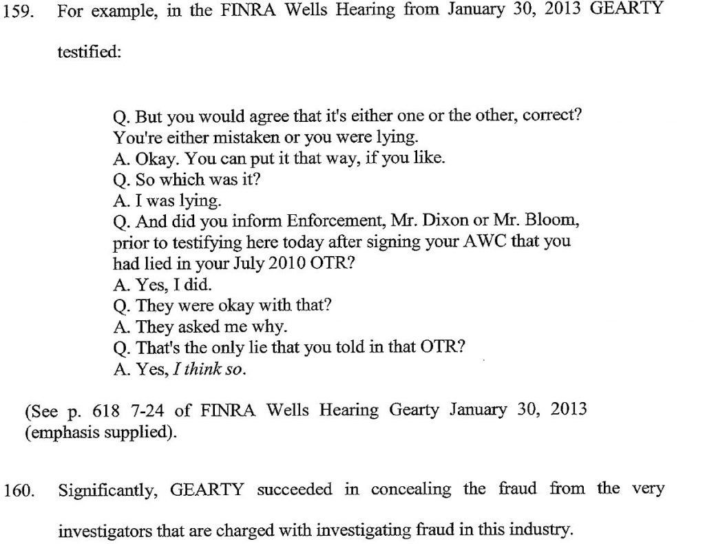 MAUREEN GEARTY, LYING WITNESS DUPED SEC, FINRA