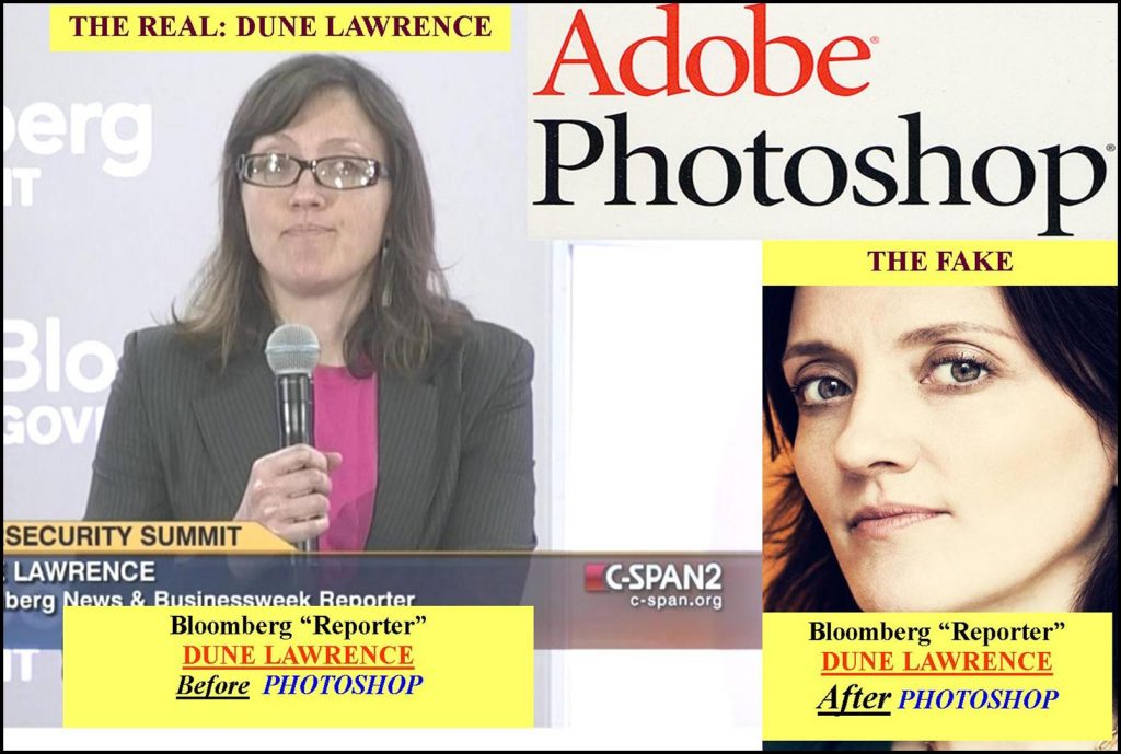 DUNE LAWRENCE, BLOOMBERG REPORTER PHOTO IS A FAKE ADOBE COVER UP