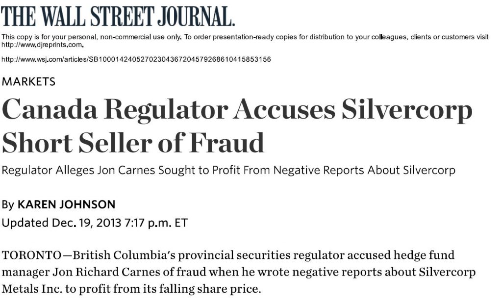 Jon Carnes, Roddy Boyd Charged with Massive Short Seller Stock Fraud Wall Street Journal Reports