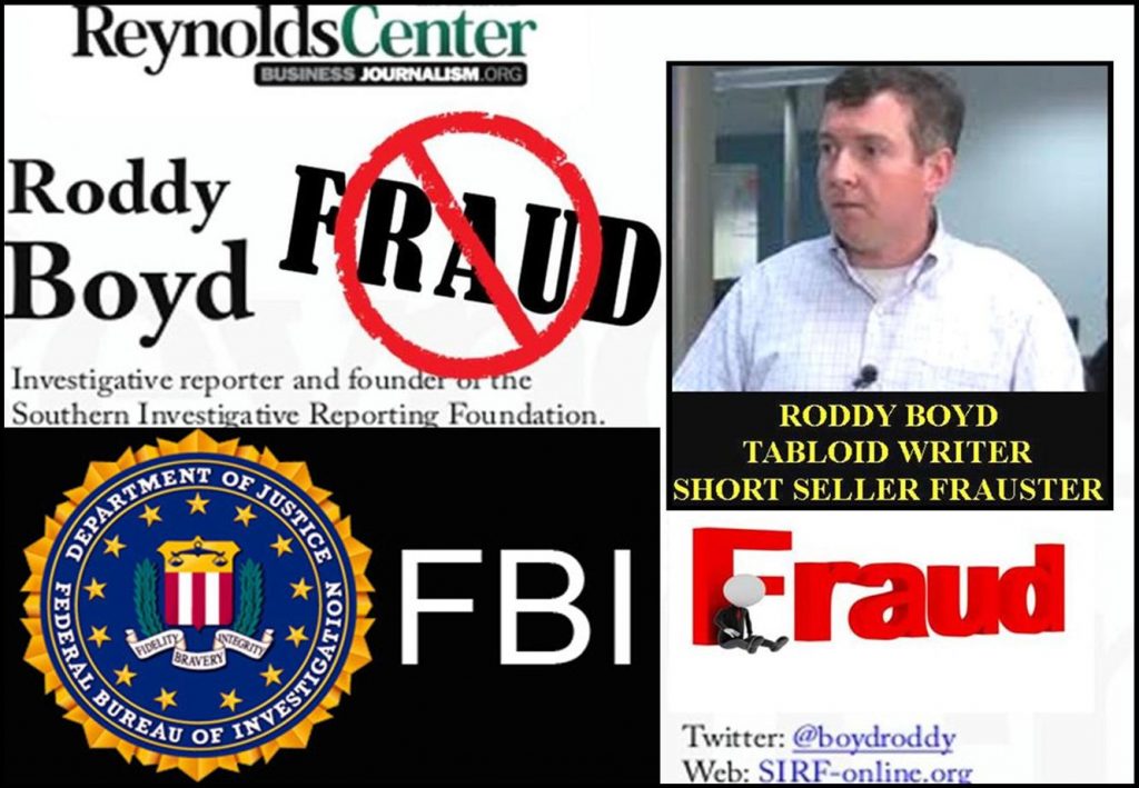 Sham SOUTHERN INVESTIGATIVE REPORTING FOUNDATION (SIRF), RODDY BOYD FBI Crossfire