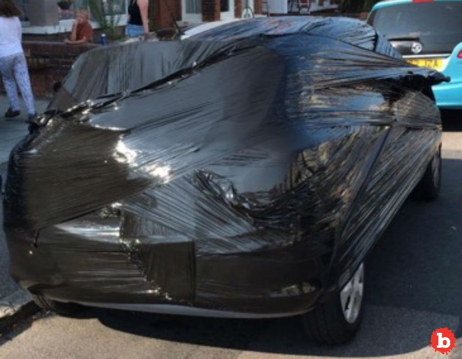 Man Wraps Neighbor’s Car in Plastic for Stealing Parking Spot