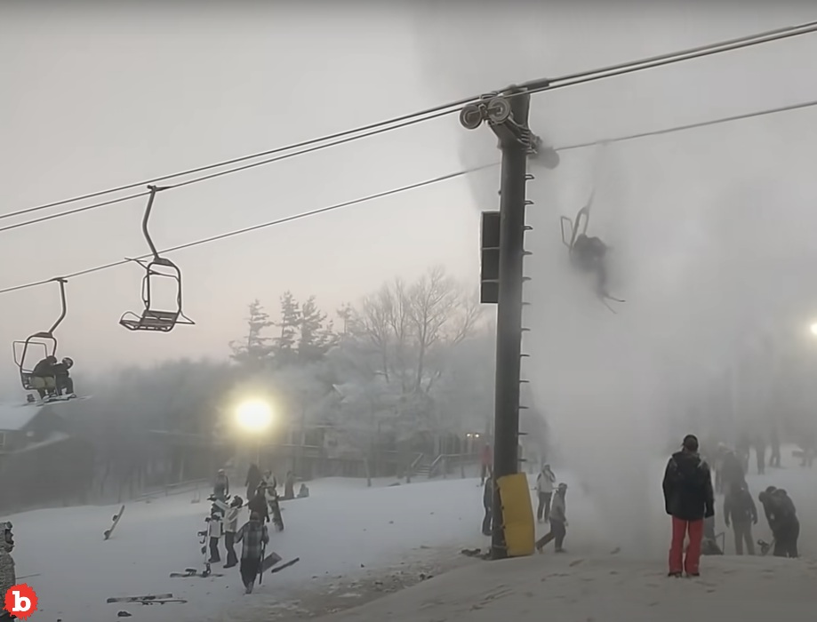 Ski Lift Riders Get Ice-Cold Water Blast at Beech Mountain Ski Resort